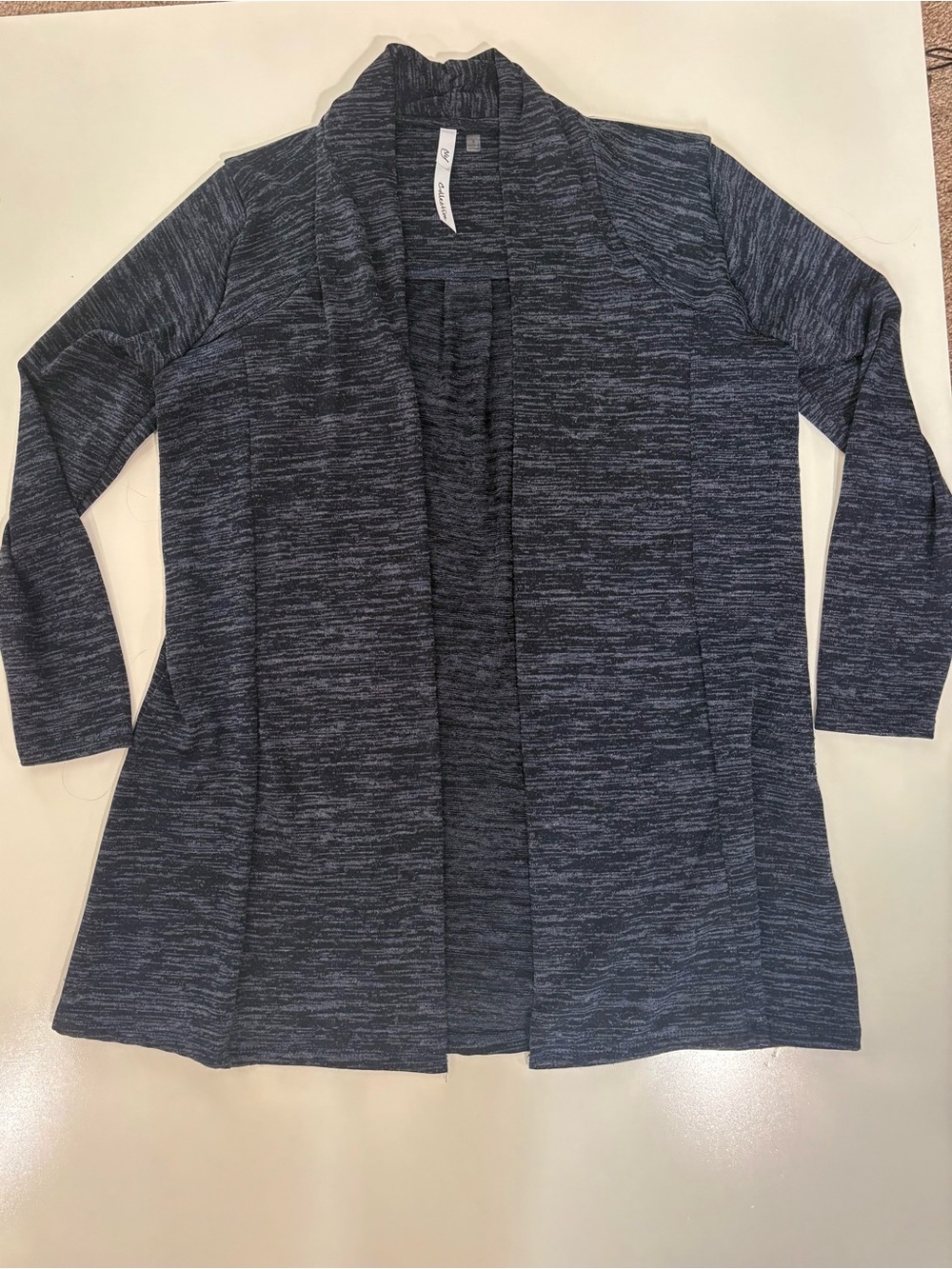 NY Collection Navy Heather Open-Front Cardigan